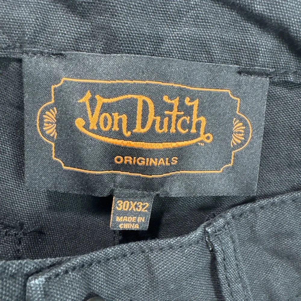 Von Dutch Jeans Mens Sz 30x32 Double Knee Patch Graphic Black Denim -NEW w/ Tag - Picture 12 of 13